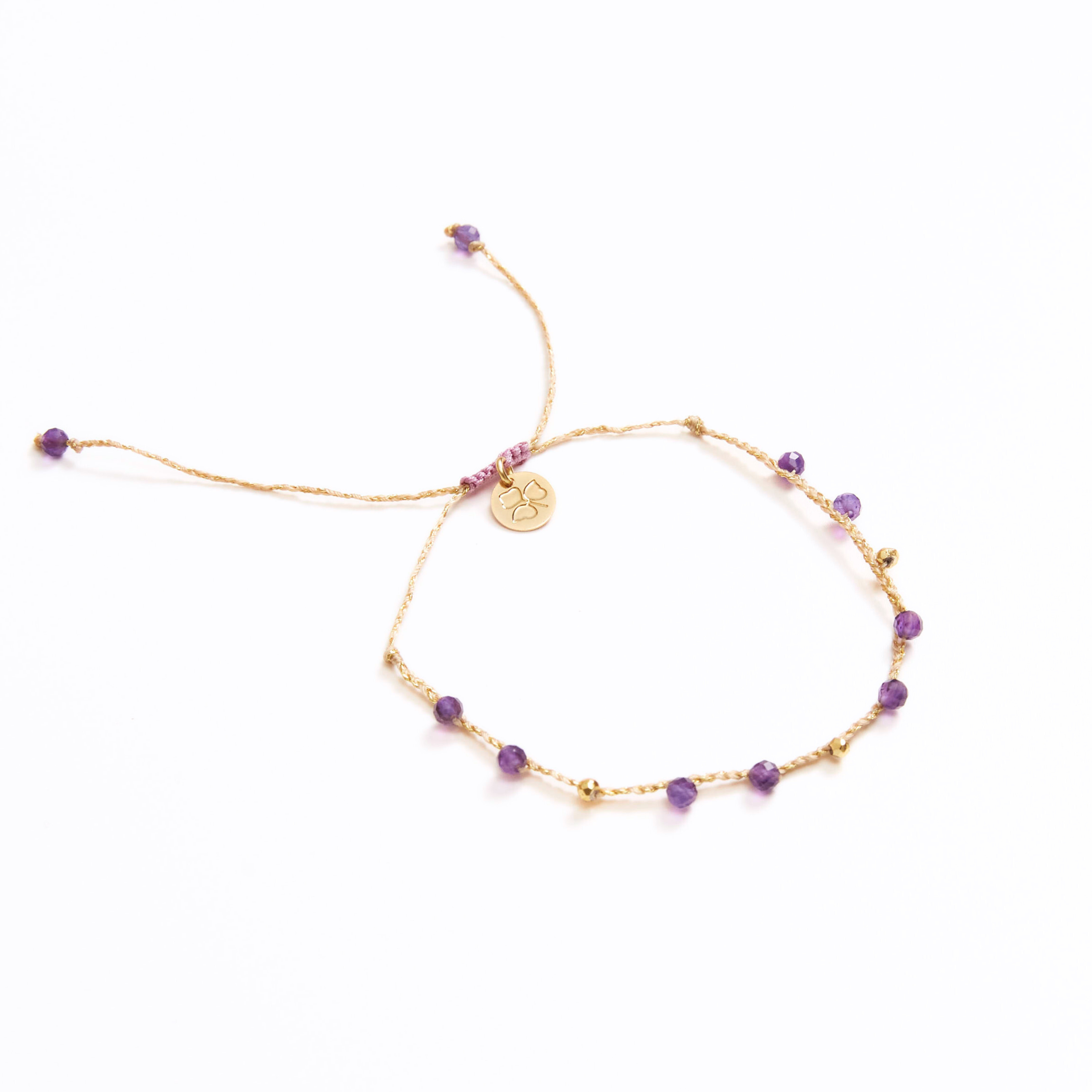Pulsera cumpleanos color Amatista, joyería artesanal hecha a mano en Perú