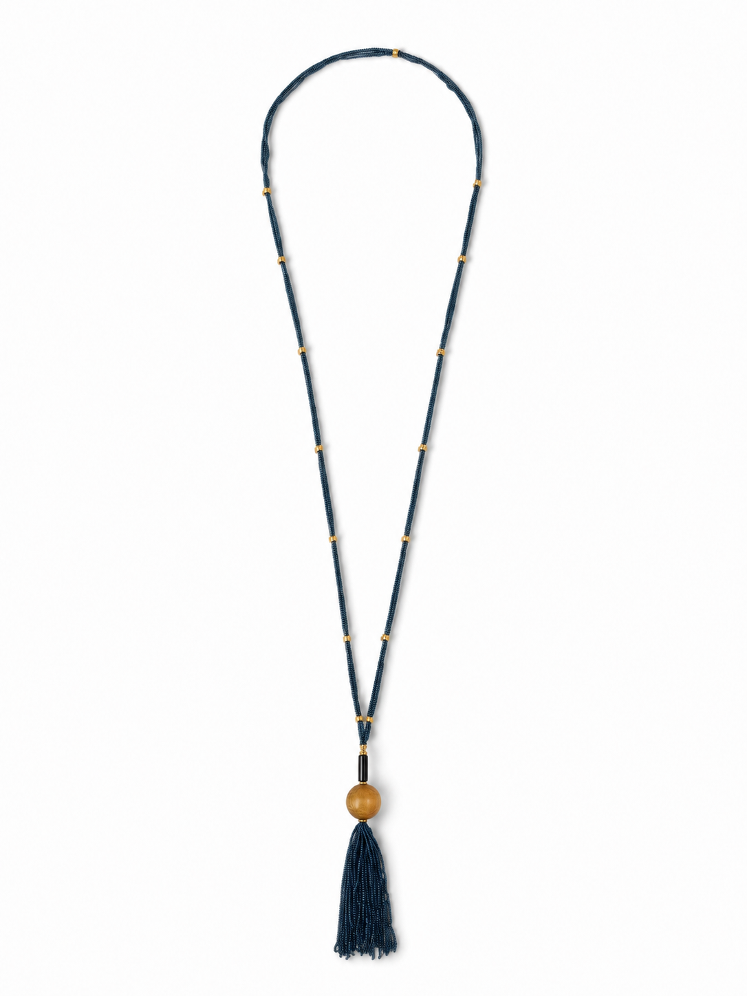 Collar Bhargo Cadena color Azul Oscuro, joyería artesanal hecha a mano en Perú