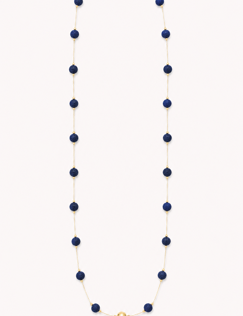 Collar Elisa Volcánico color Azul oscuro, joyería artesanal hecha a mano en Perú