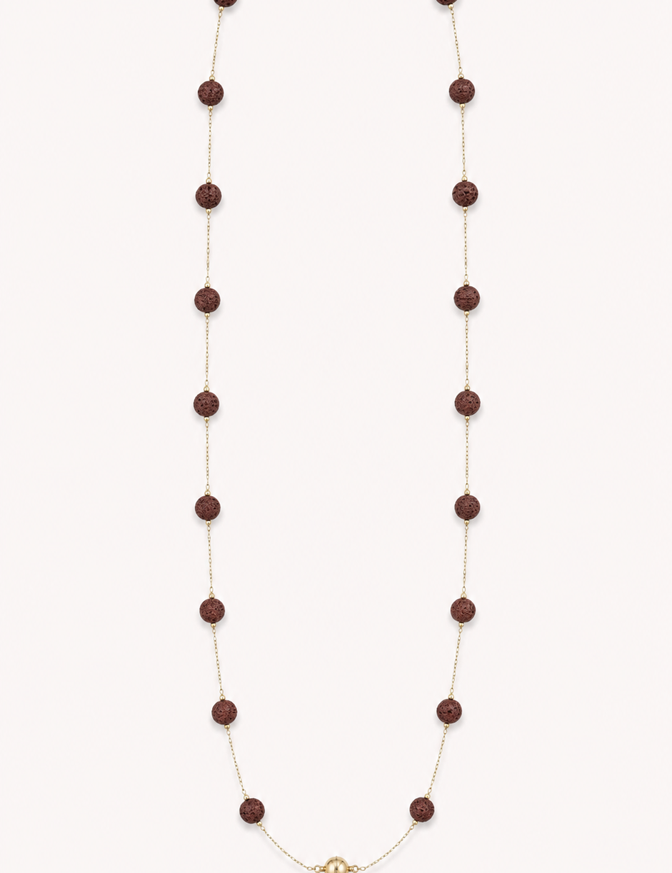 Collar Elisa Volcánico color Marron, joyería artesanal hecha a mano en Perú