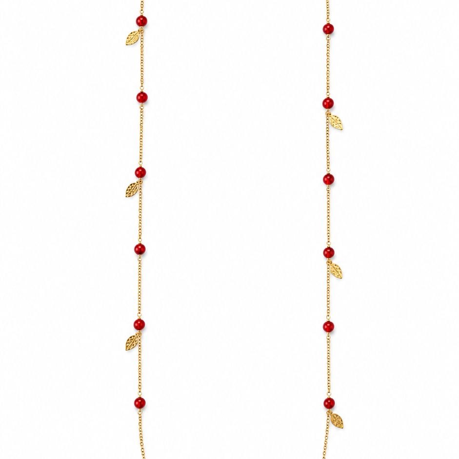 Collar Orion Mini Huayrruro color Rojo con Negra, joyería artesanal hecha a mano en Perú