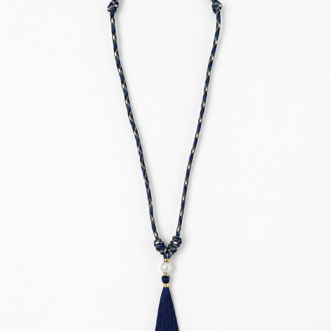 Collar Tassel Waska color Azul, joyería artesanal hecha a mano en Perú