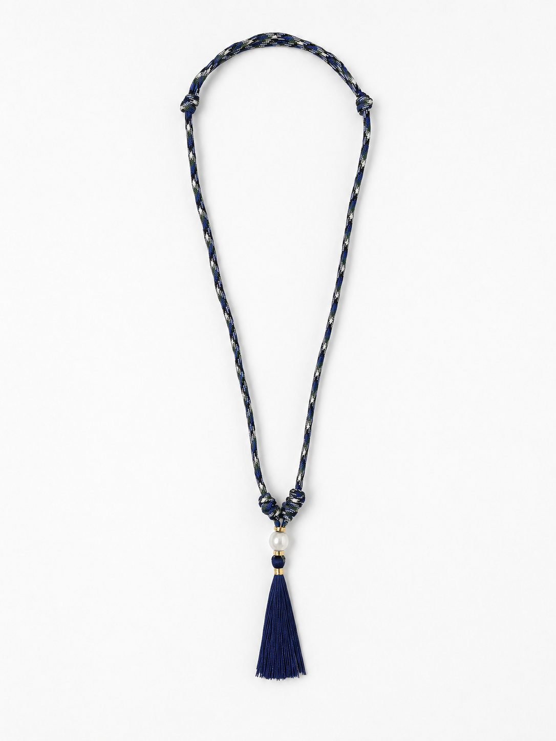 Collar Tassel Waska color Azul, joyería artesanal hecha a mano en Perú