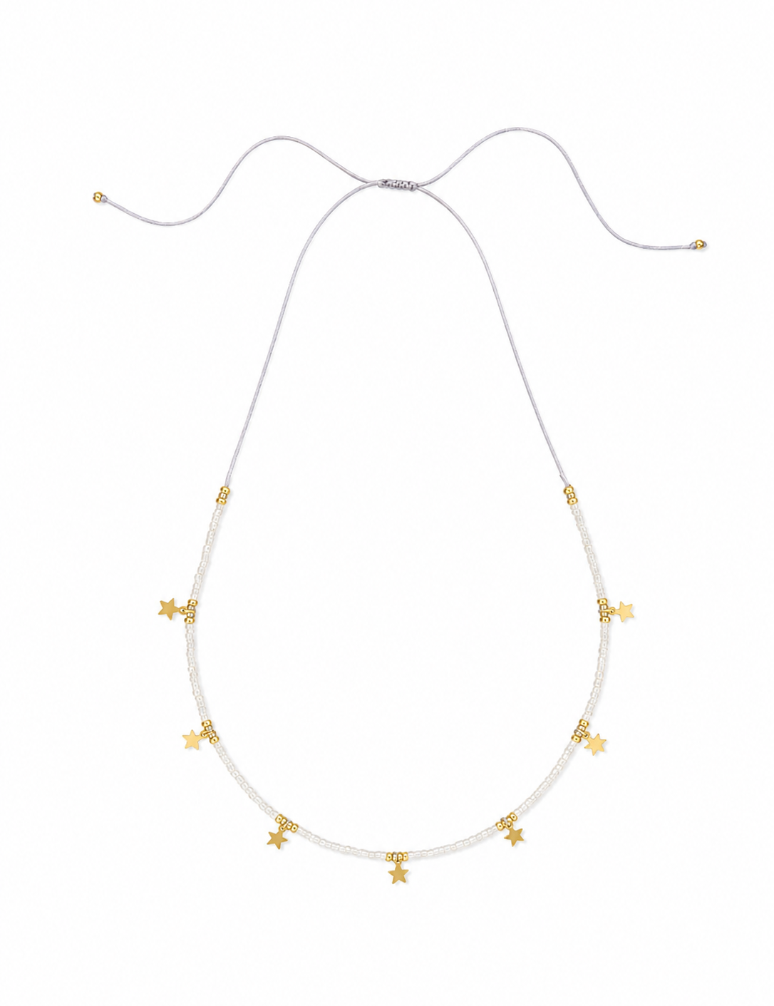 Gargantilla verano 7 estrellas color Blanca, joyería artesanal hecha a mano en Perú