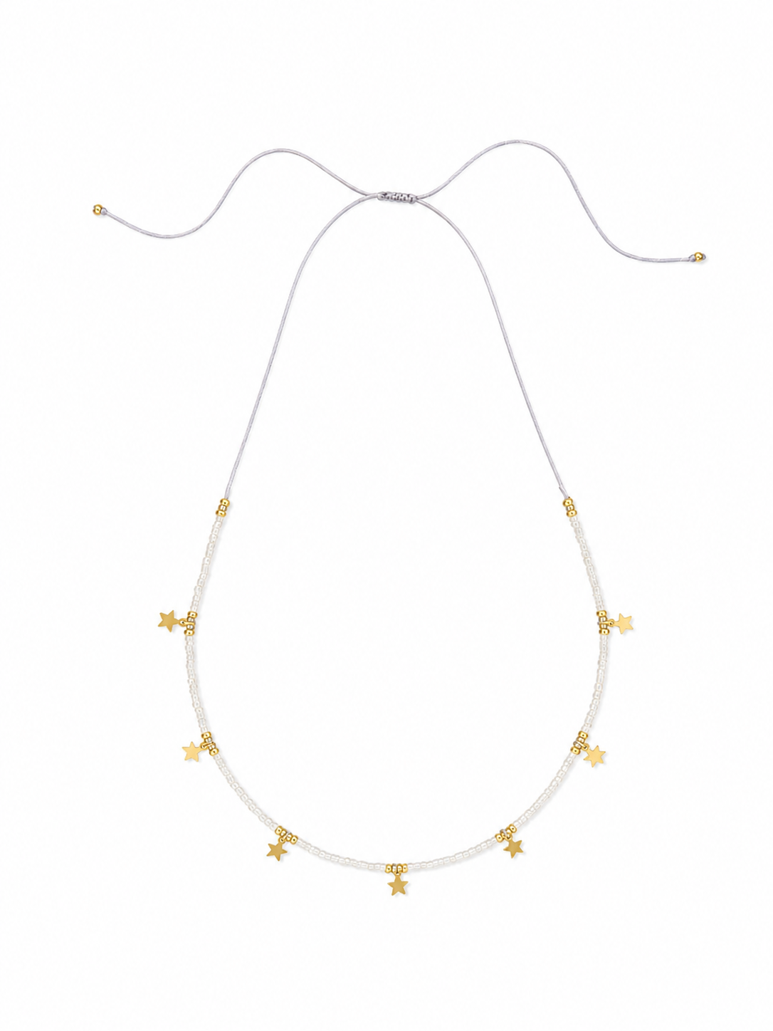 Gargantilla verano 7 estrellas color Blanca, joyería artesanal hecha a mano en Perú