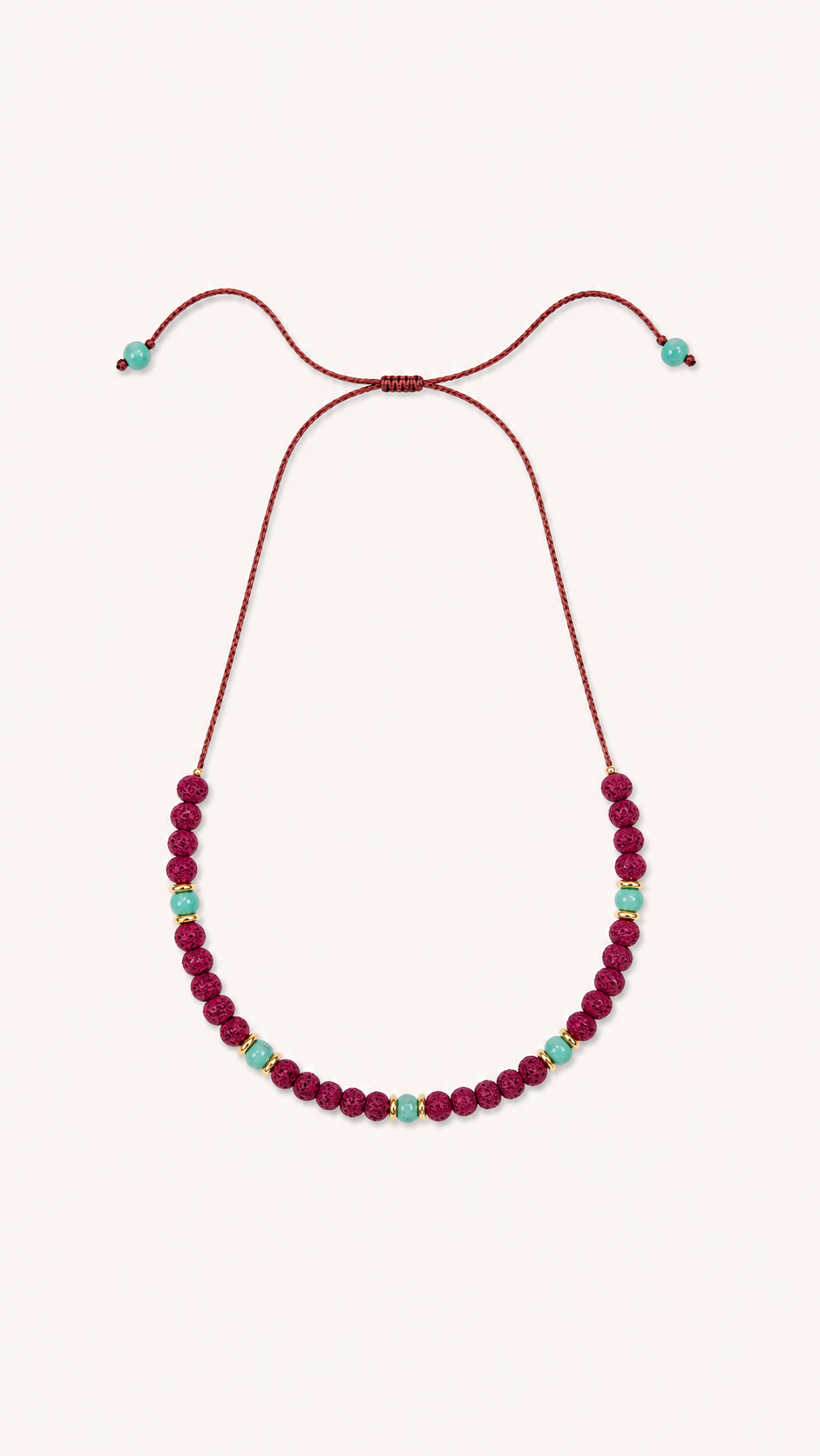 Gargantilla Volcánica Uruyen color Fucsia, joyería artesanal hecha a mano en Perú