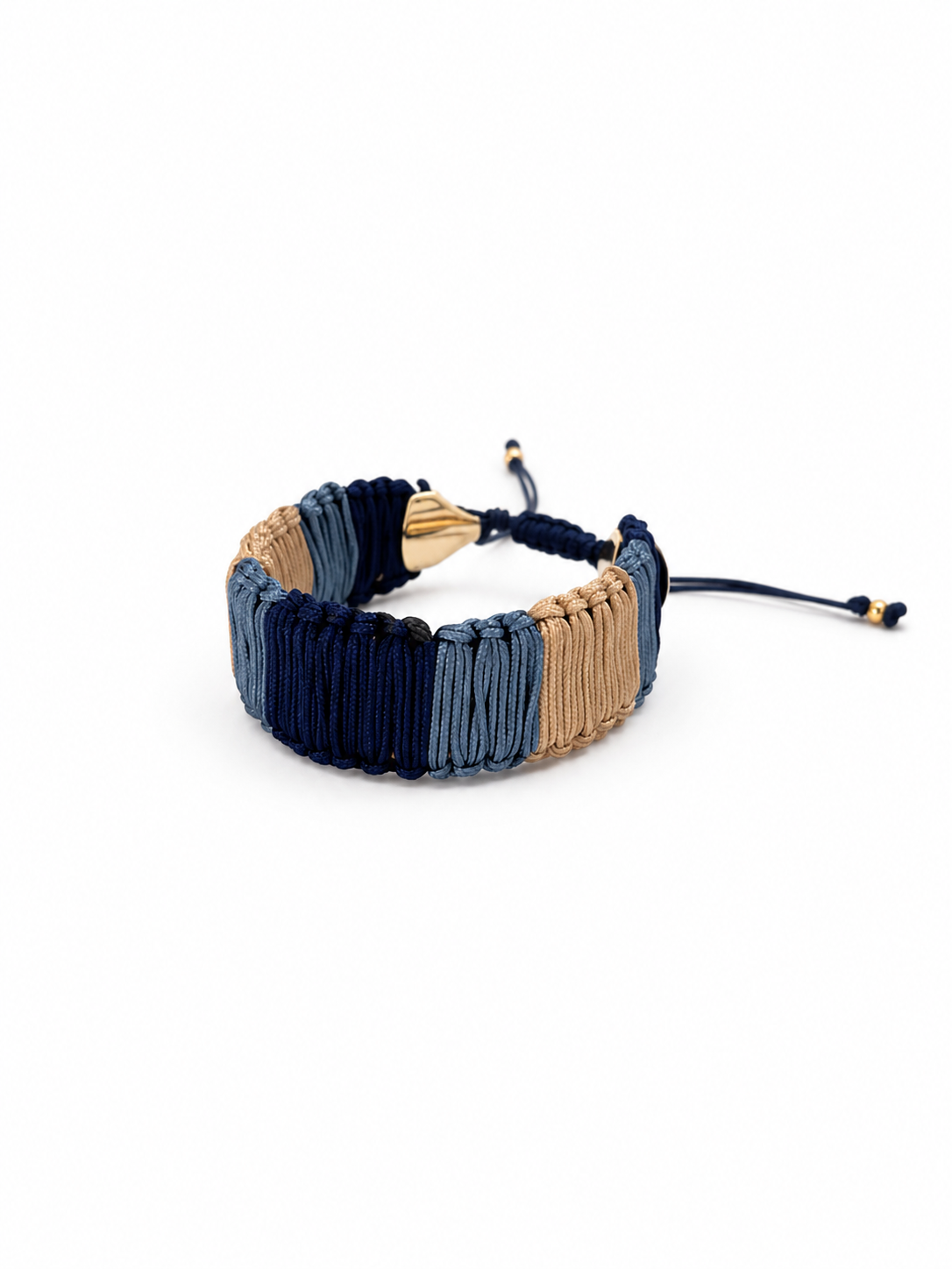 Pulsera cuero doble color Azul, joyería artesanal hecha a mano en Perú