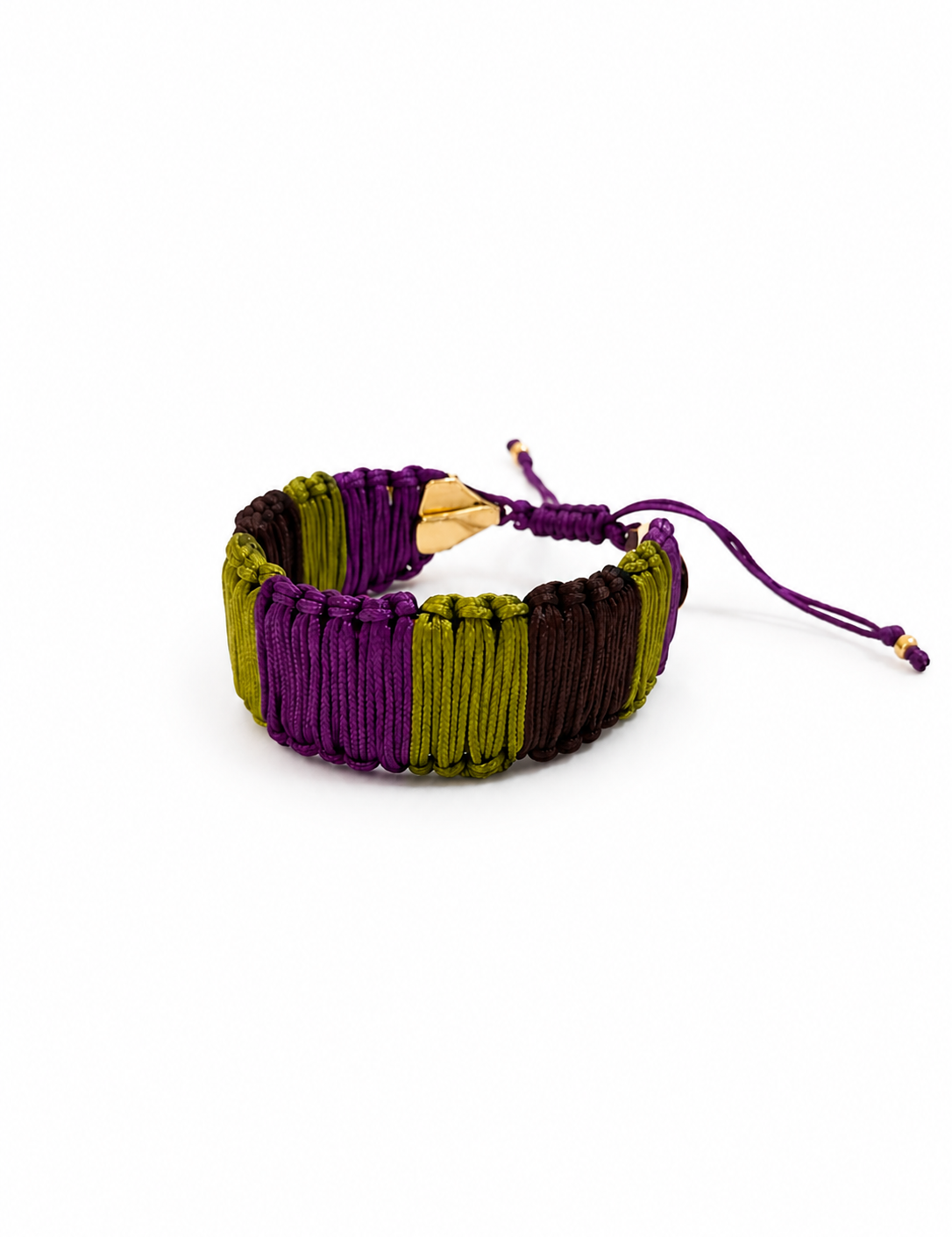 Pulsera cuero doble color Morado, joyería artesanal hecha a mano en Perú