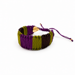 Pulsera cuero doble color Morado, joyería artesanal hecha a mano en Perú