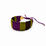 Pulsera cuero doble color Morado, joyería artesanal hecha a mano en Perú