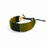 Pulsera cuero doble color Verde, joyería artesanal hecha a mano en Perú