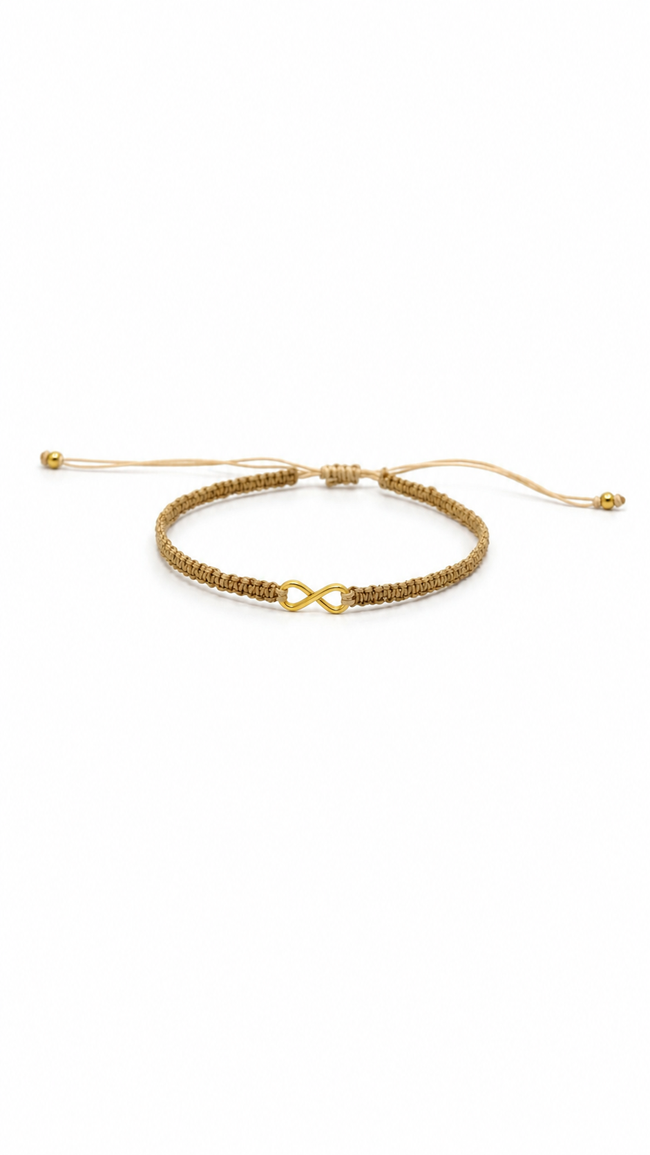 Pulsera infinity platano color Natural, joyería artesanal hecha a mano en Perú