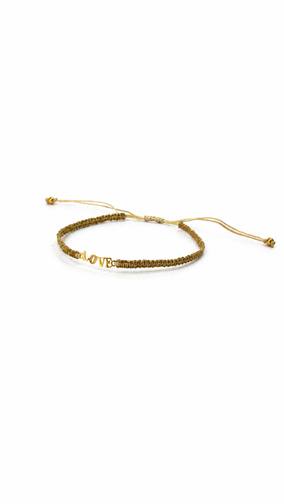 Pulsera love platano color Natural, joyería artesanal hecha a mano en Perú