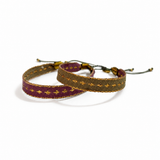 Pulsera Pollera Rombos color Kaki/Palo Rosa, joyería artesanal hecha a mano en Perú