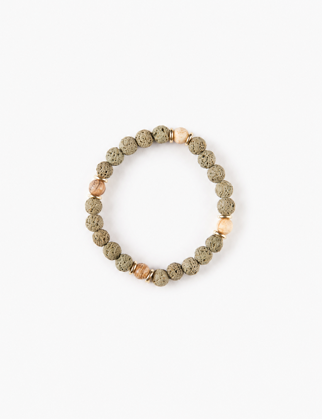 Pulsera Volcánica color Verde Oliva, joyería artesanal hecha a mano en Perú
