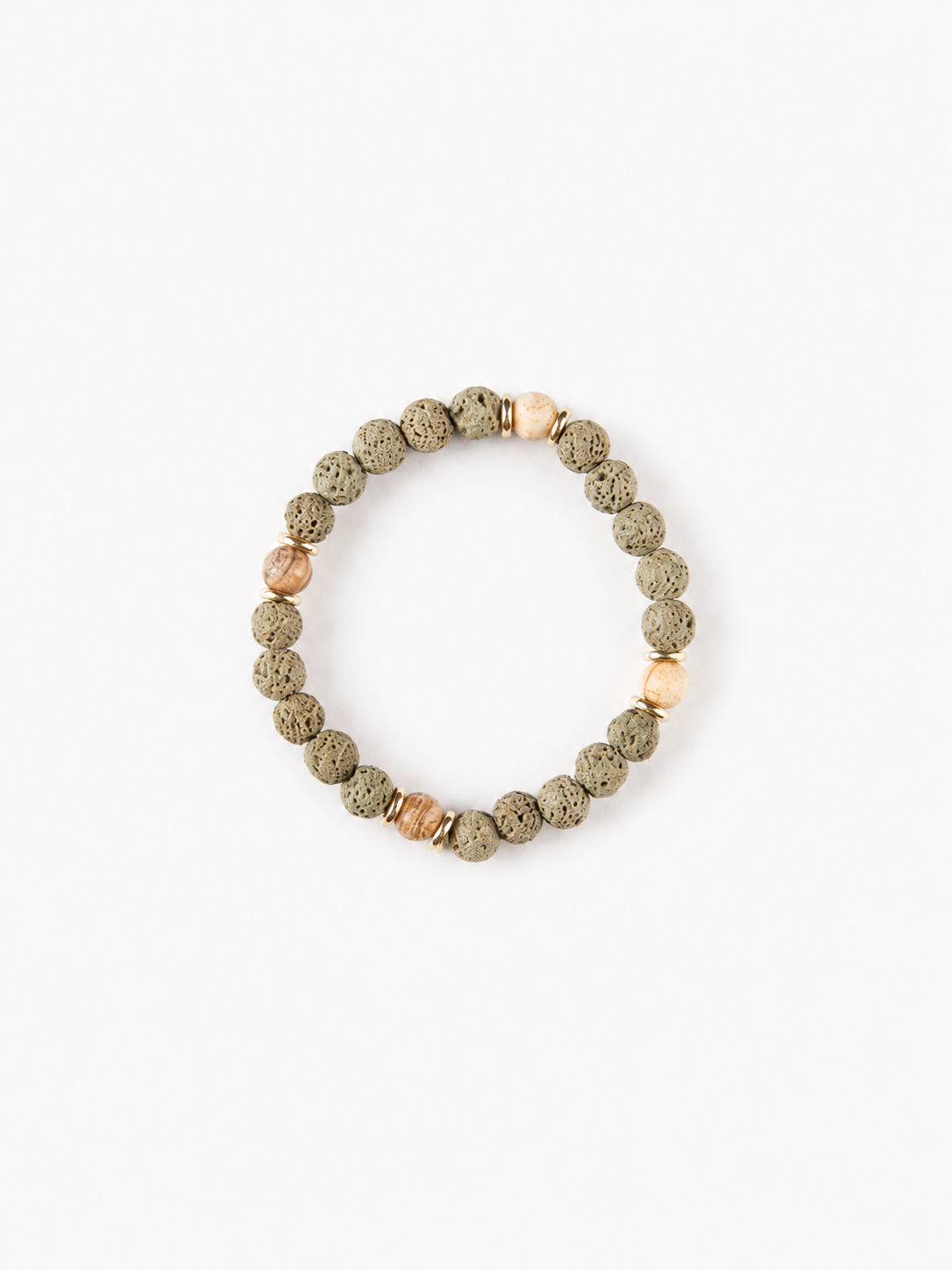 Pulsera Volcánica color Verde Oliva, joyería artesanal hecha a mano en Perú