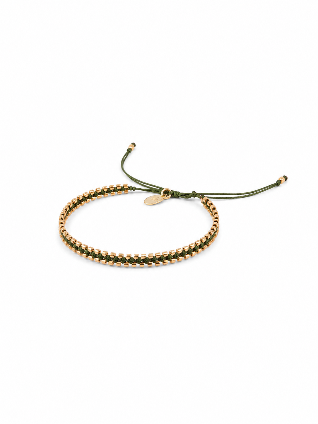 Pulsera Sofia color Verde Militar, joyería artesanal hecha a mano en Perú